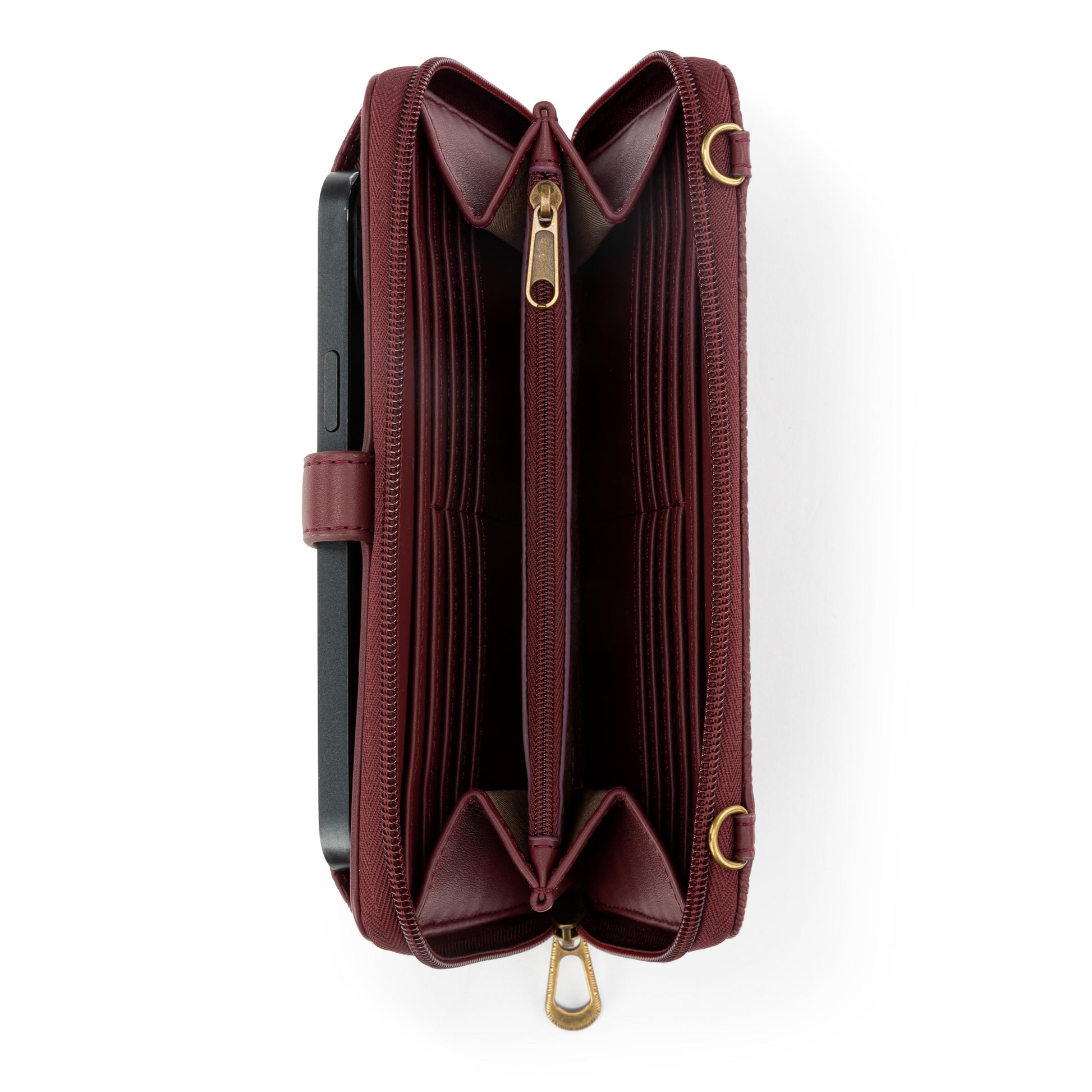 Sakroots Arcadia Recycled Large Smartphone Crossbody Vegan Leather - Black Cherry