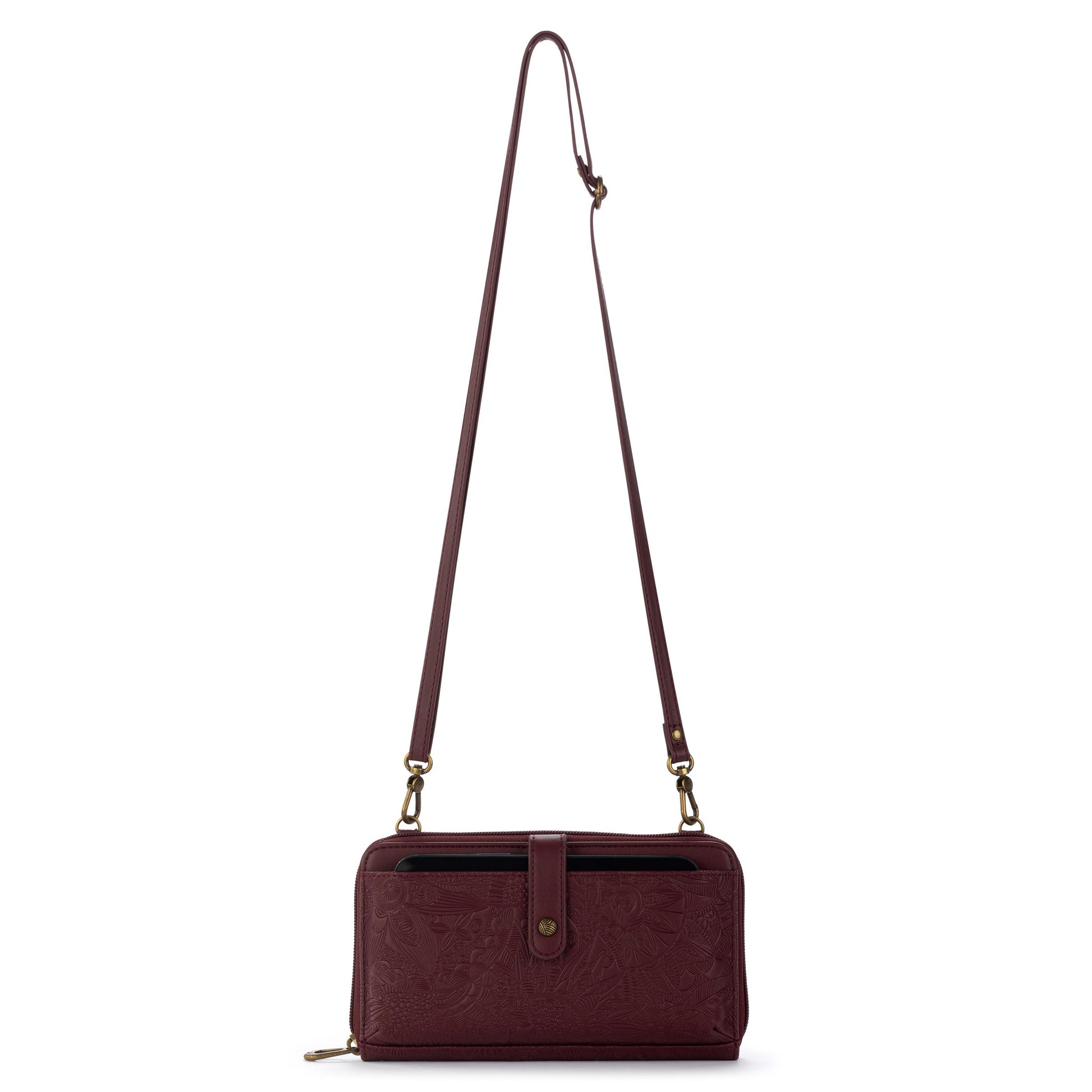 Sakroots Arcadia Recycled Large Smartphone Crossbody Vegan Leather - Black Cherry