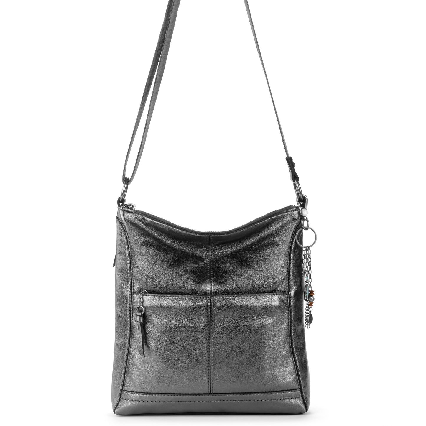 The Sak Lucia Leather Adjustable Crossbody - Leather - Gunmetal