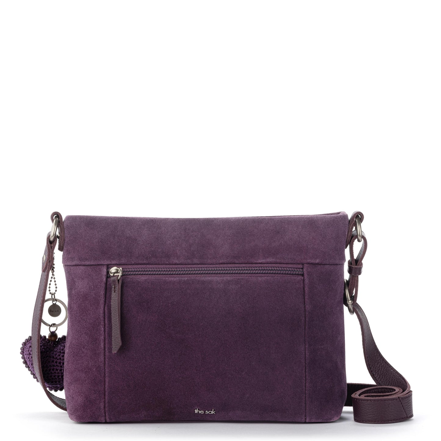 The Sak Melrose Leather Soft Crossbody - Leather - Aubergine Suede Heart