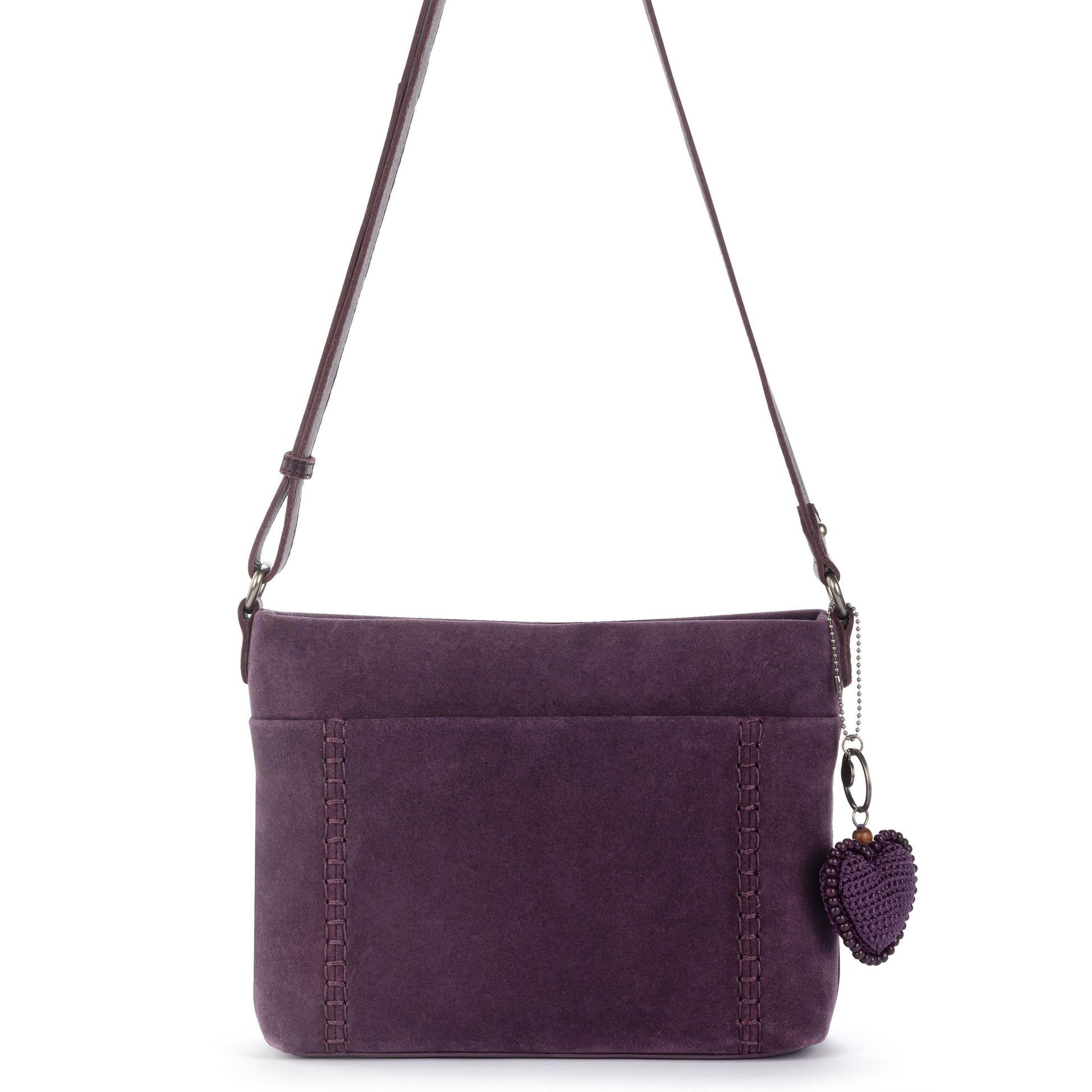 The Sak Melrose Leather Soft Crossbody - Leather - Aubergine Suede Heart