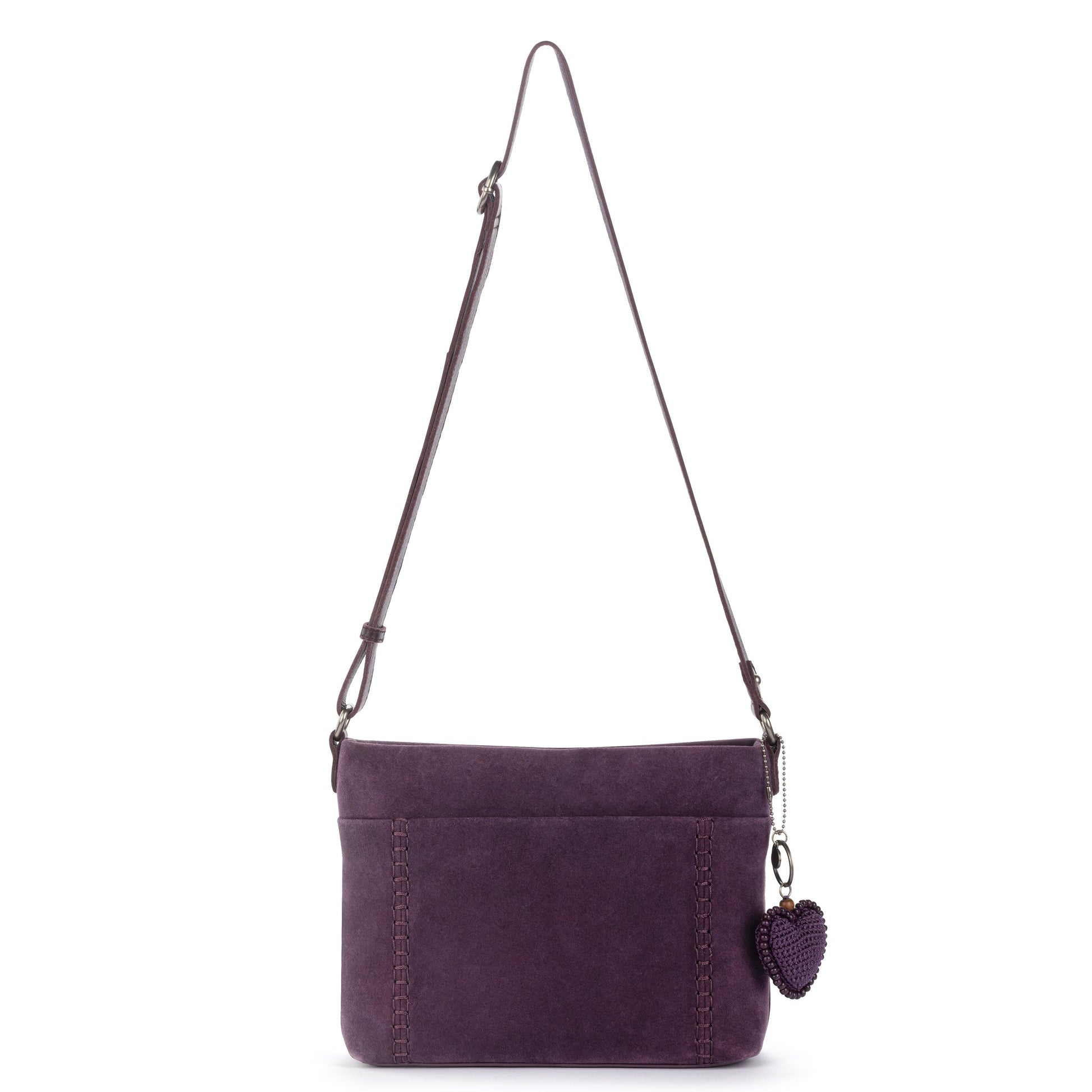 The Sak Melrose Leather Soft Crossbody - Leather - Aubergine Suede Heart