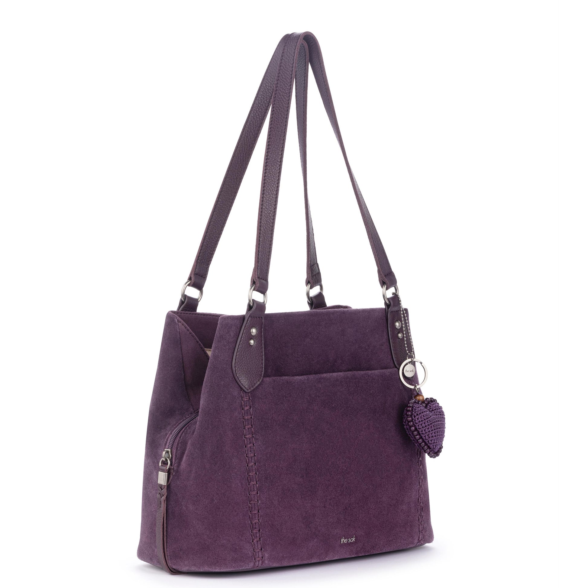 The Sak Melrose Leather Soft Satchel - Leather - Aubergine Suede Heart