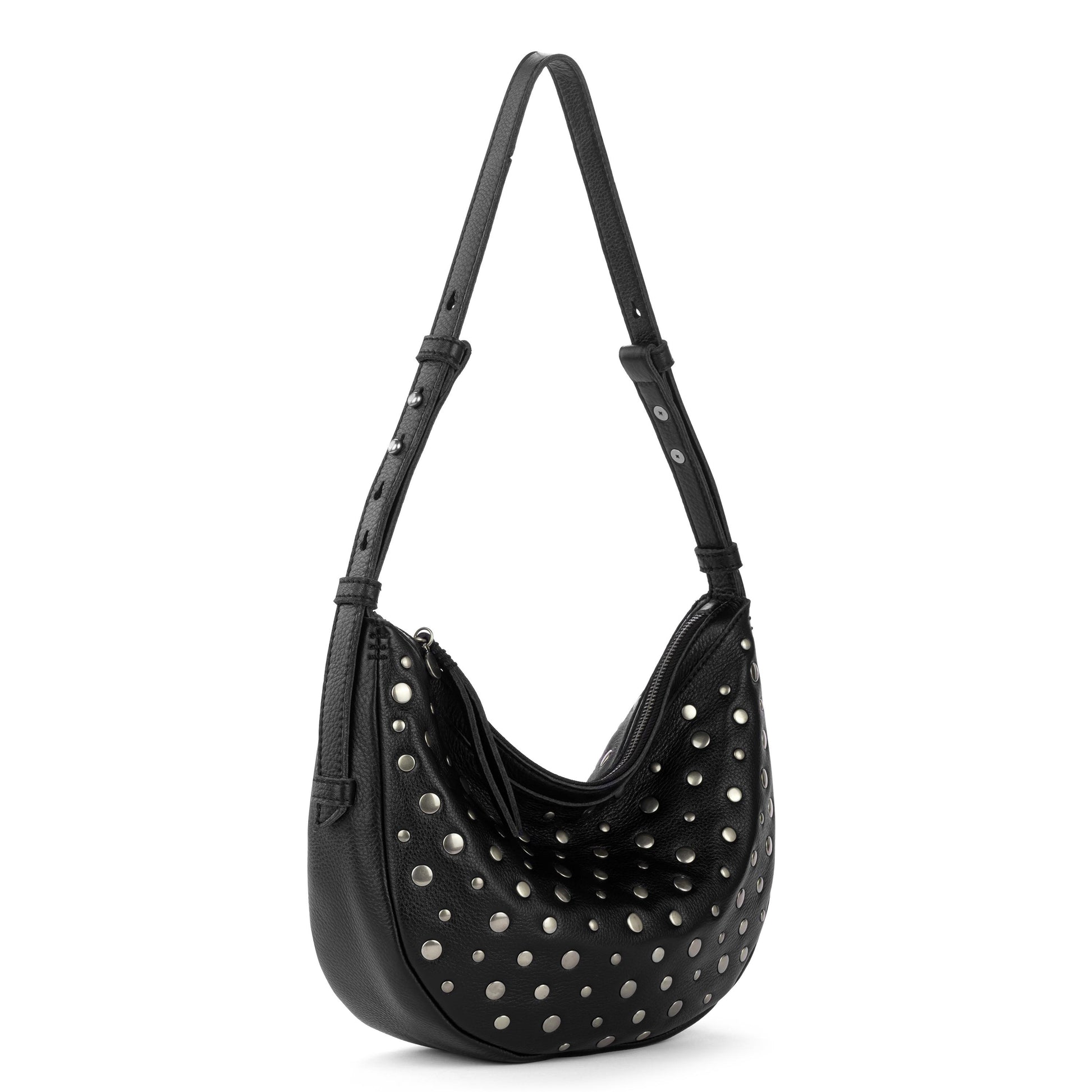 The Sak Tess Crescent Shoulder - Leather - Black Silver Stud