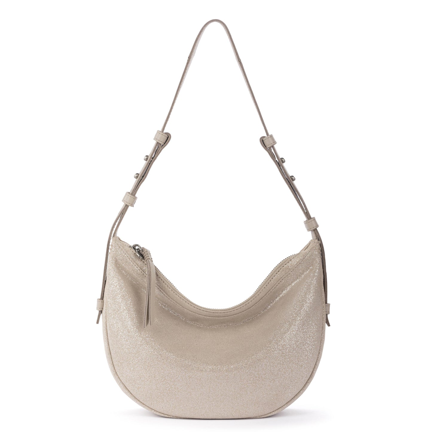 The Sak Tess Crescent Shoulder - Leather - Sand Sparkle Suede