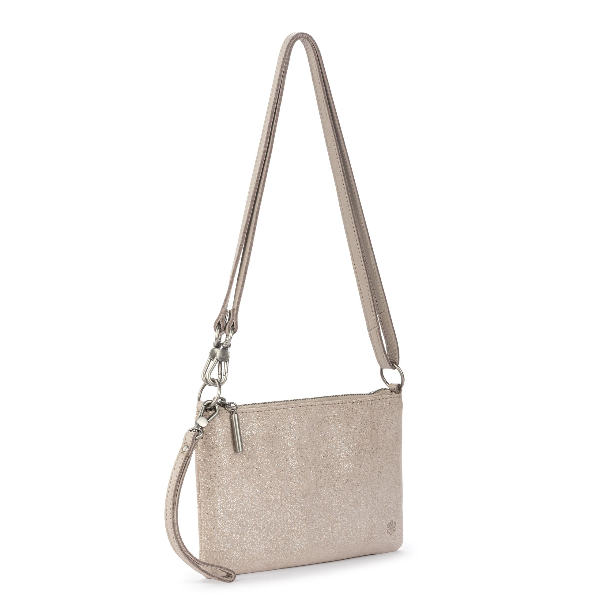 The Sak Vita Convertible Wristlet - Leather - Sand Sparkle Suede