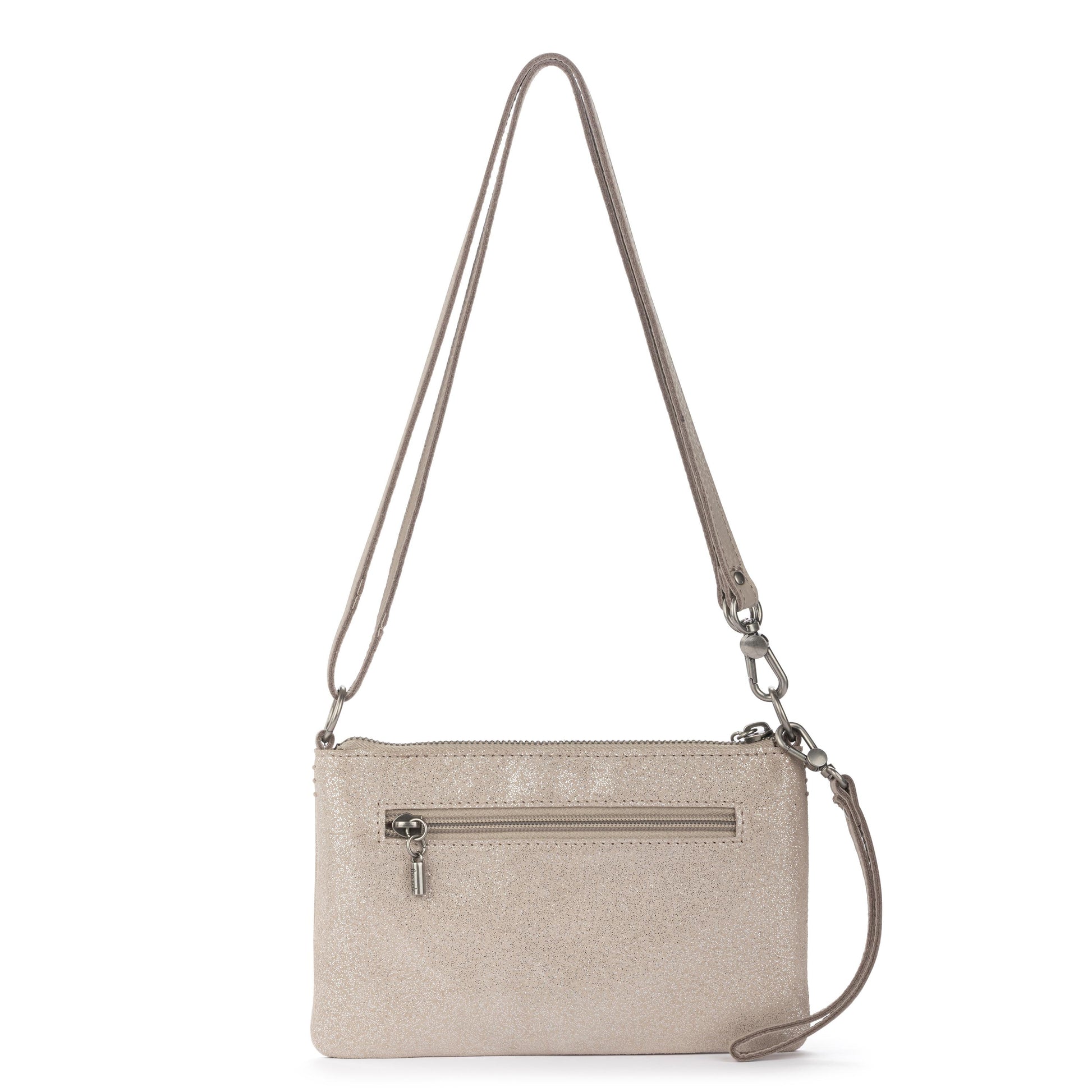 The Sak Vita Convertible Wristlet - Leather - Sand Sparkle Suede