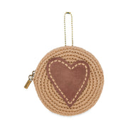 Circle Coin Pouch - Hand Crochet - Bamboo Tobacco Heart