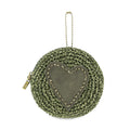 The Sak Circle Coin Pouch - Hand Crochet - Moss Static Suede Heart