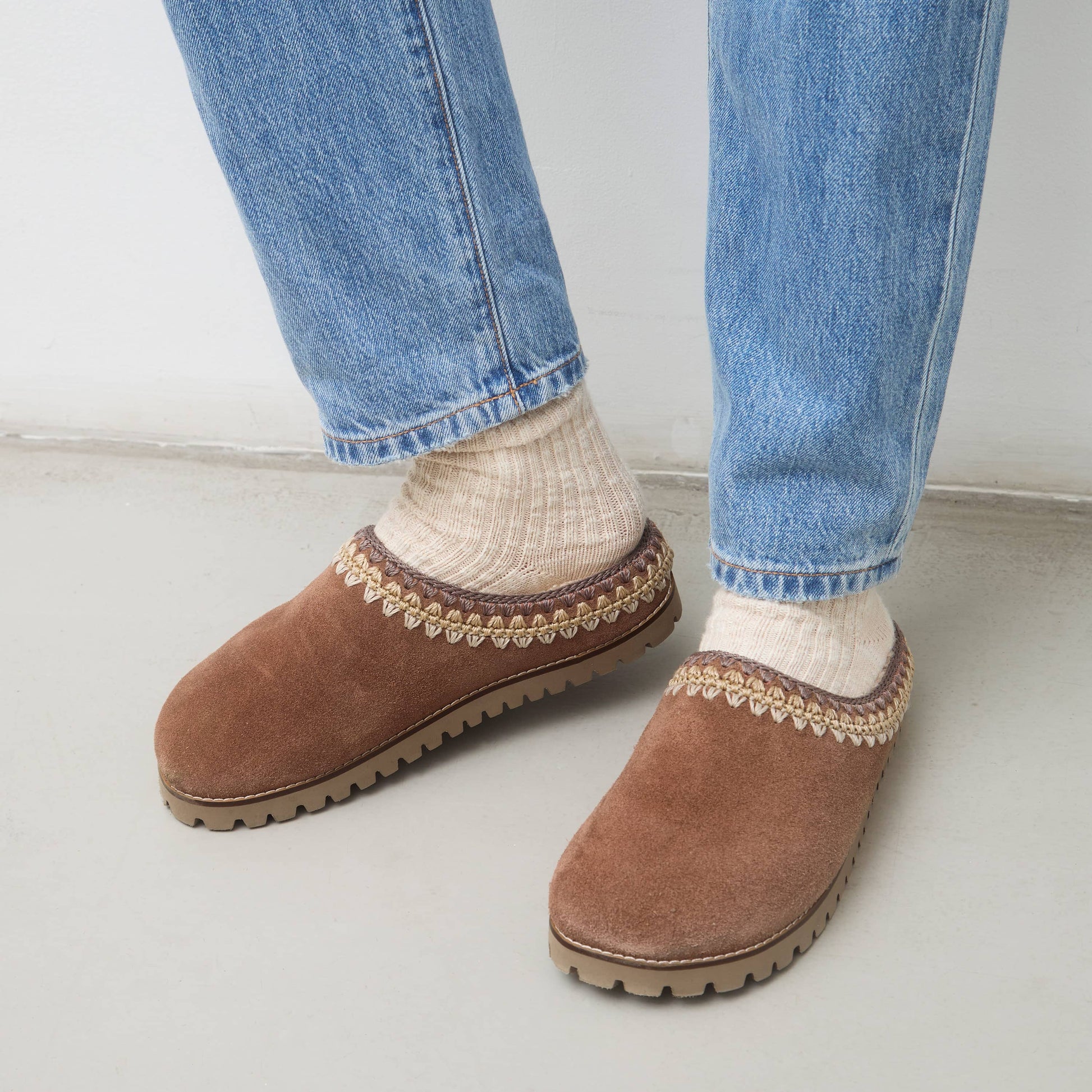The Sak Bolinas Slip On Clog - Leather - Tobacco Shearling