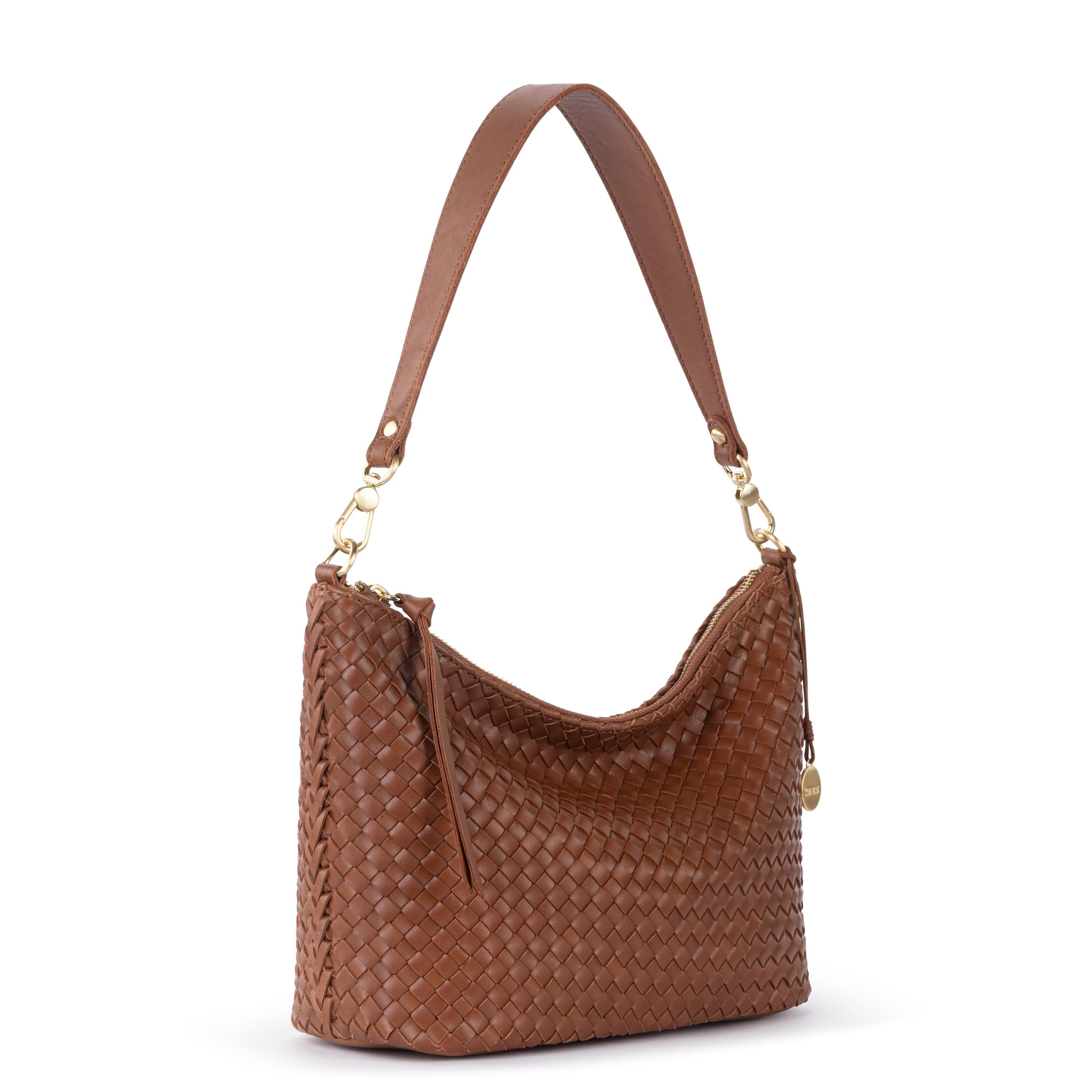 The Sak Juniper Small Hobo - Leather - Woven Cognac