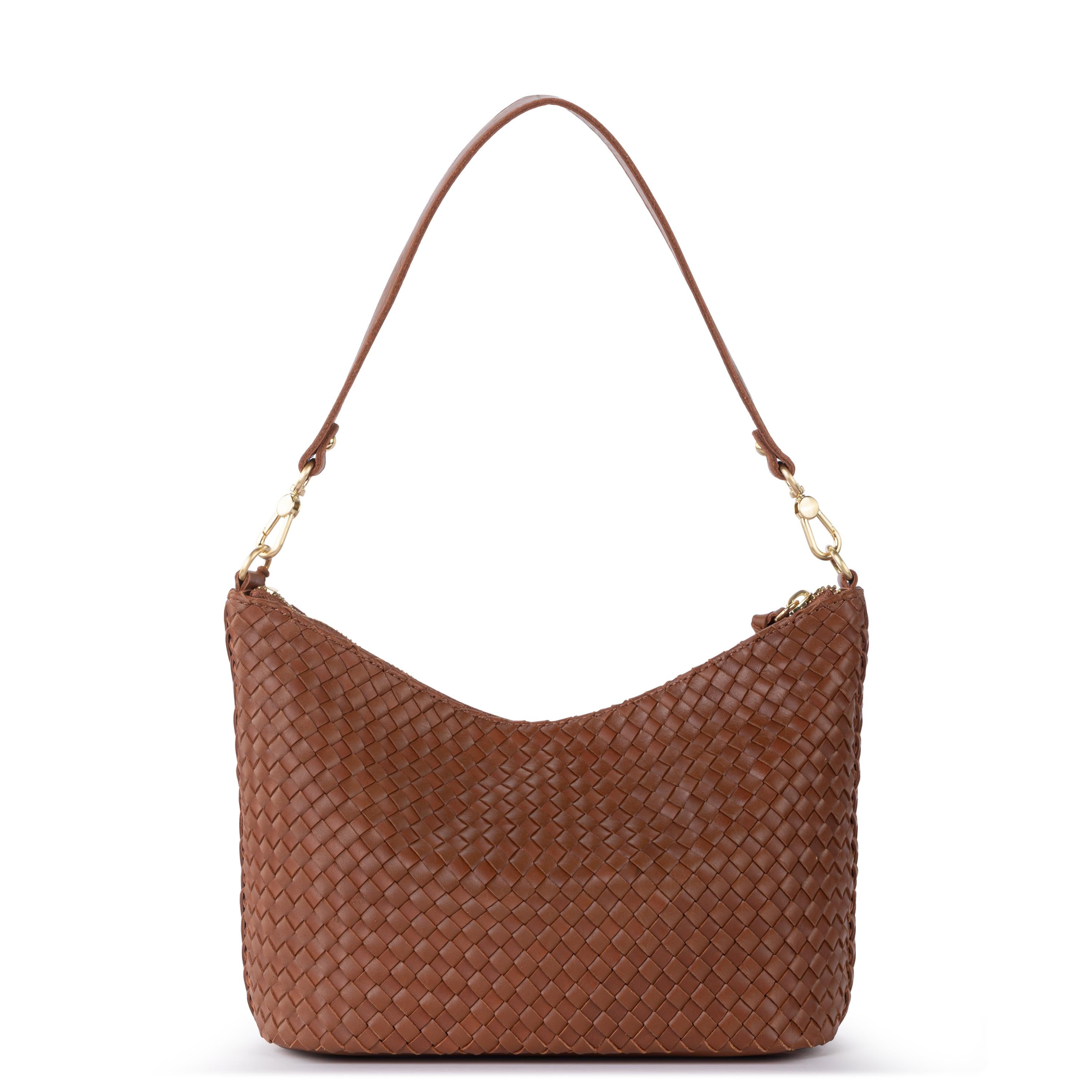 The Sak Juniper Small Hobo - Leather - Woven Cognac