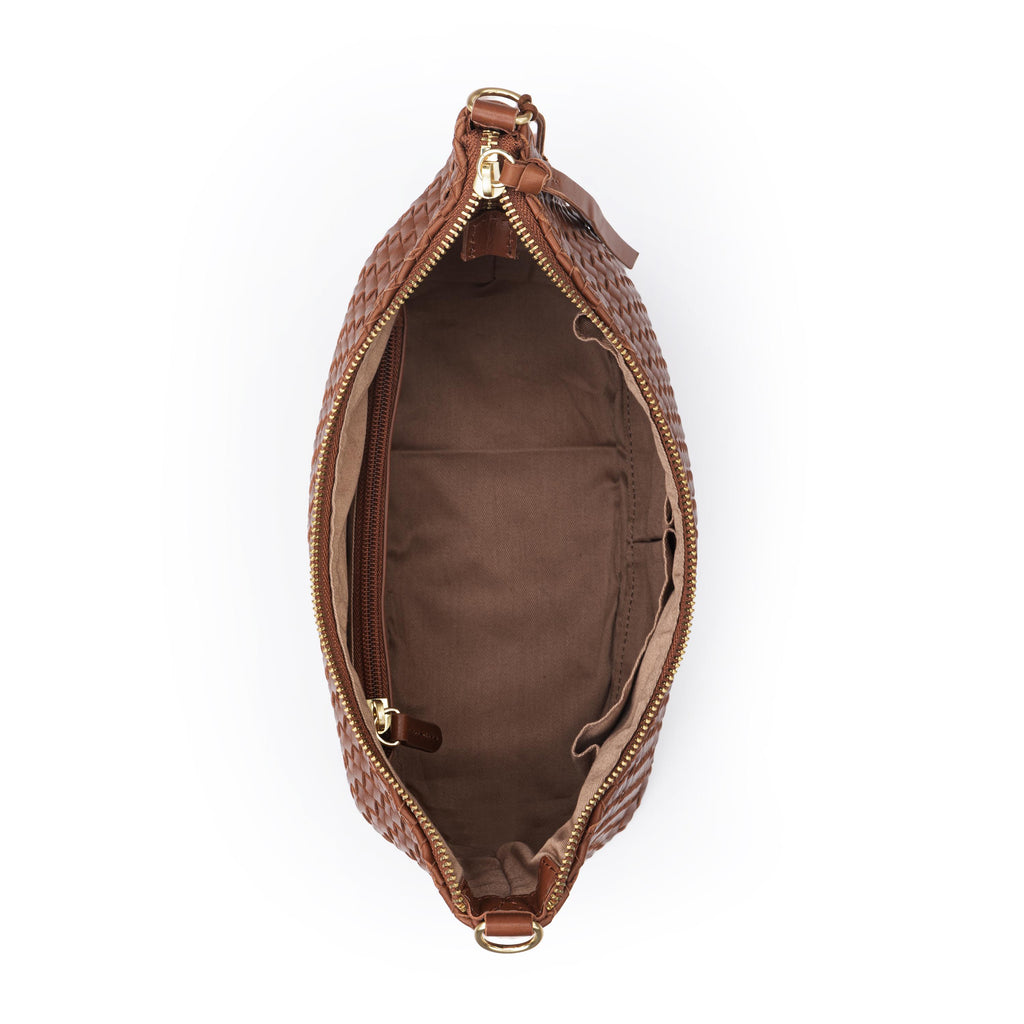 The Sak Juniper Small Hobo - Leather - Woven Cognac