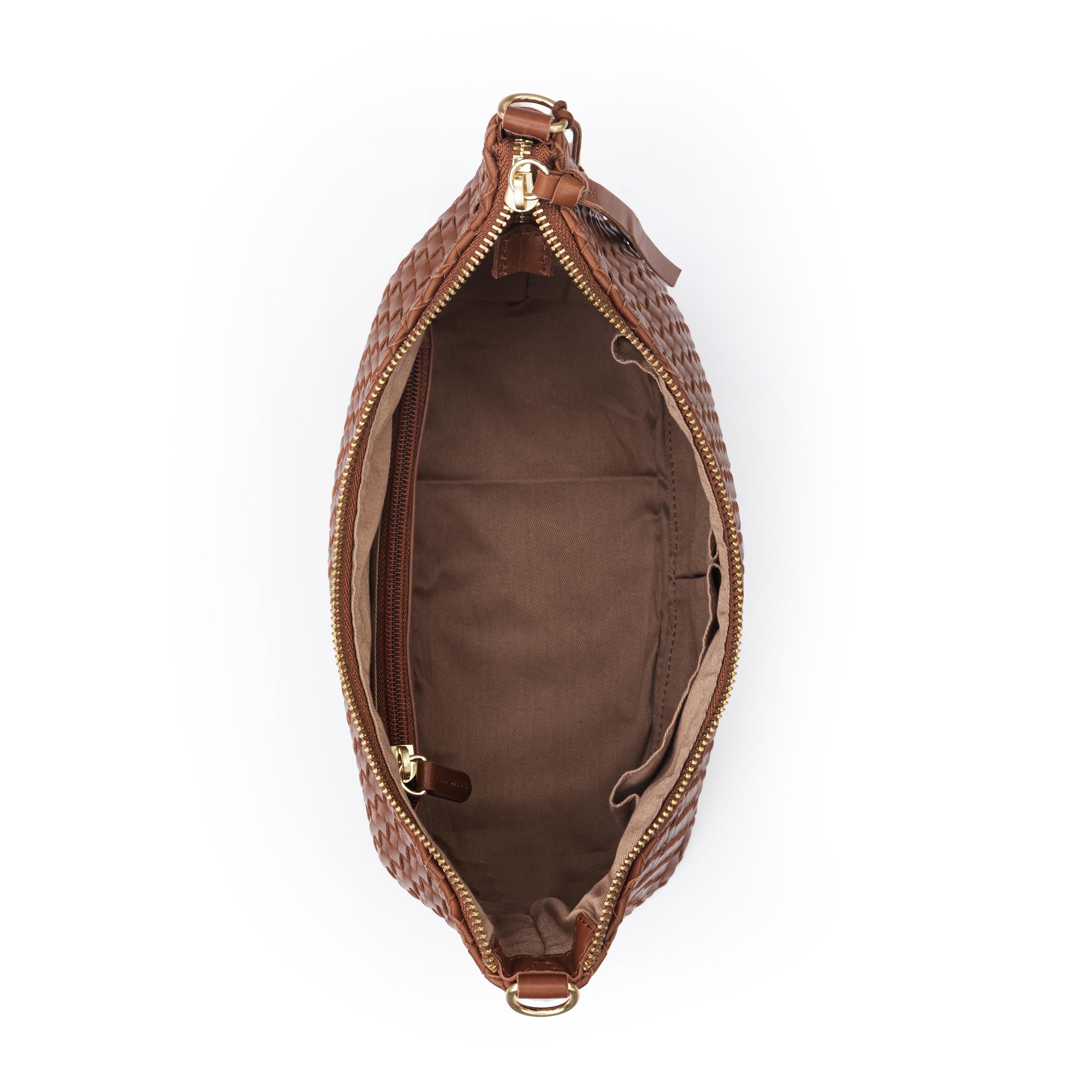 The Sak Juniper Small Hobo - Leather - Woven Cognac