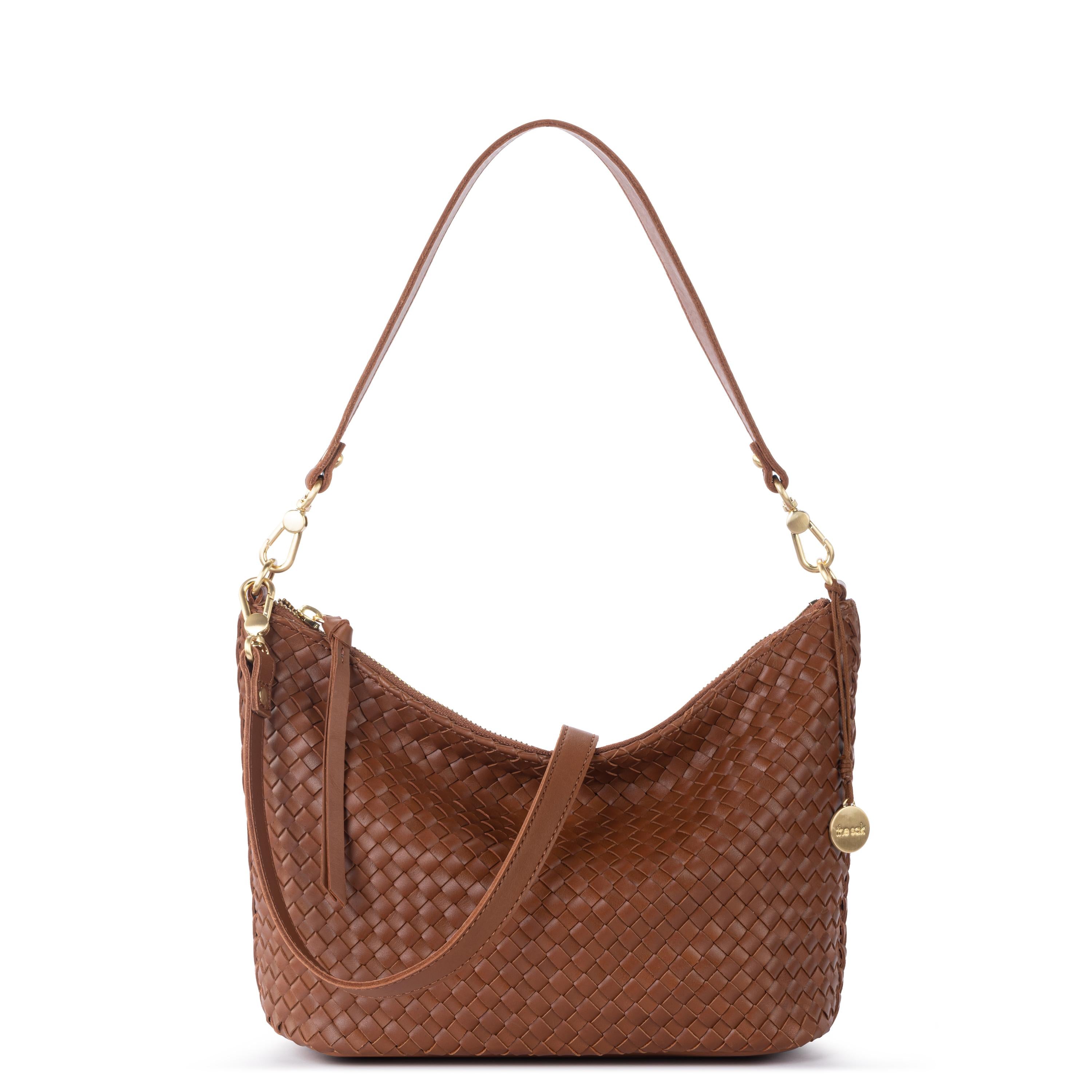 The Sak Juniper Small Hobo - Leather - Woven Cognac