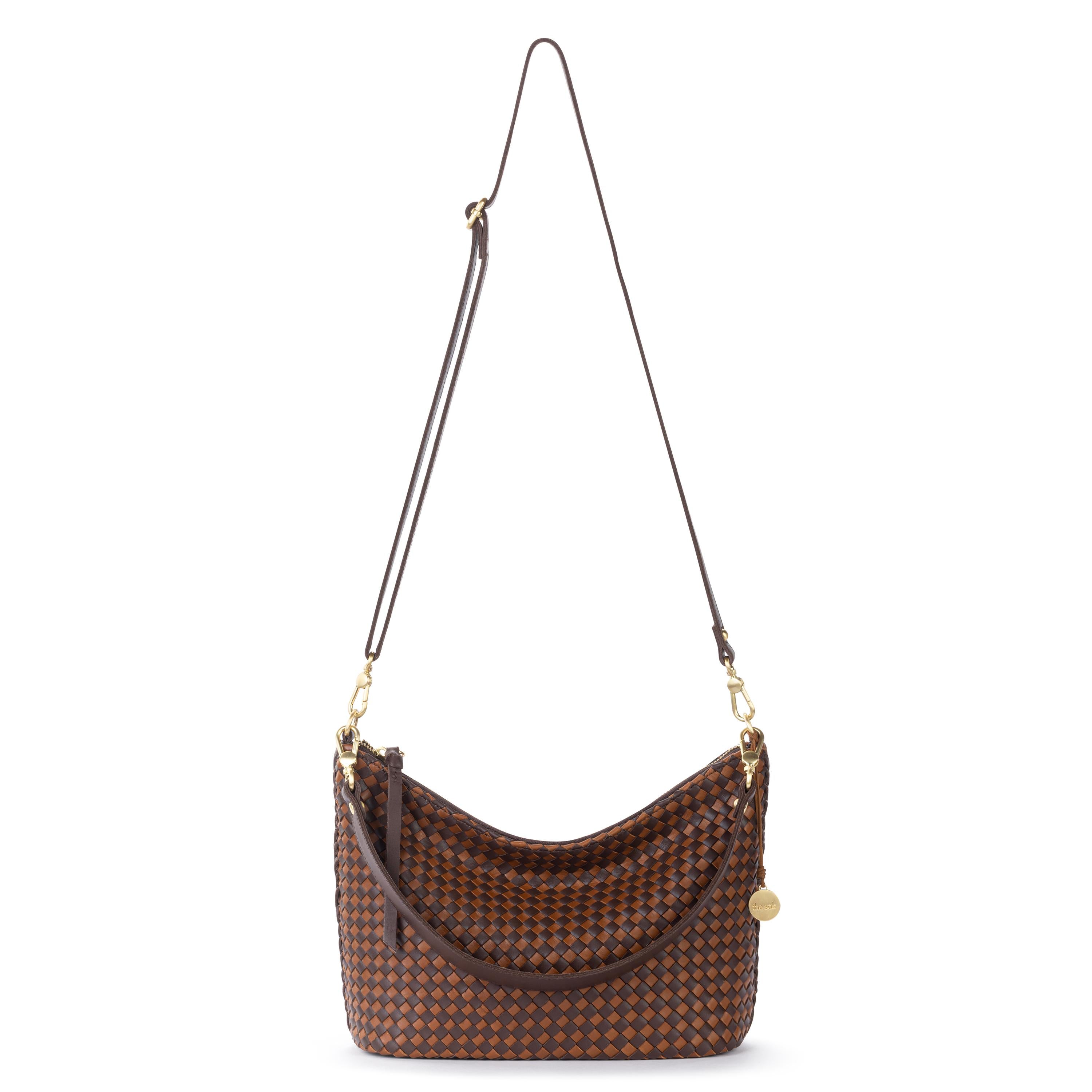 The Sak Juniper Small Hobo - Leather - Woven Mahogany Cognac