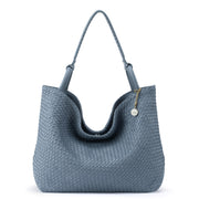 Los Feliz Large Tote - Leather - Woven Maritime