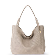 Los Feliz Large Tote - Leather - Woven Sand