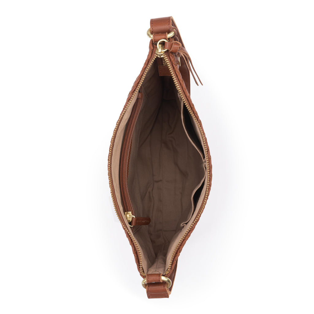 The Sak Lucia Crossbody - Leather - Woven Cognac