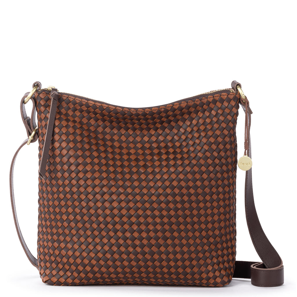 The Sak Lucia Crossbody - Leather - Woven Mahogany Cognac