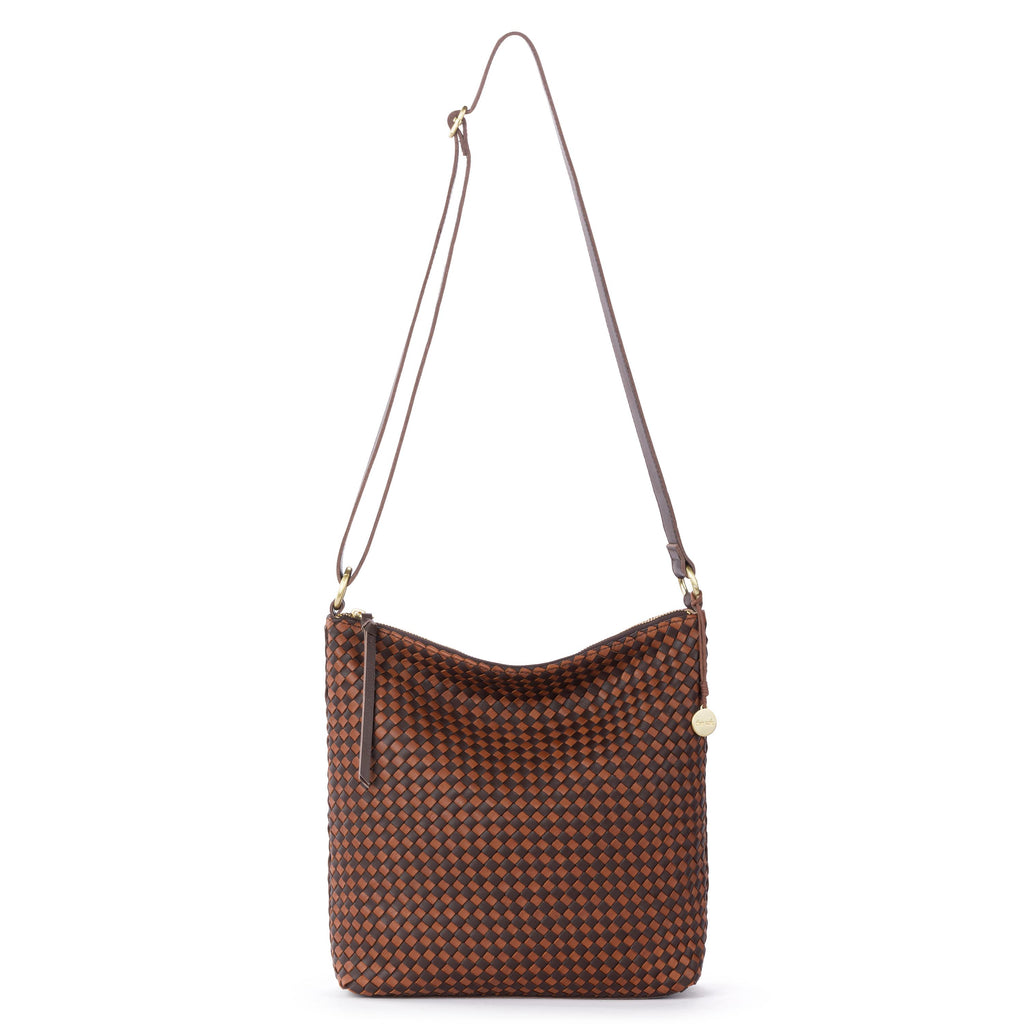 The Sak Lucia Crossbody - Leather - Woven Mahogany Cognac