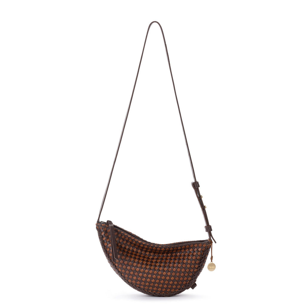 The Sak Tess Sling - Leather - Woven Mahogany Cognac