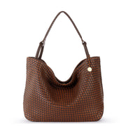 Los Feliz Large Tote - Leather - Woven Mahogany Cognac