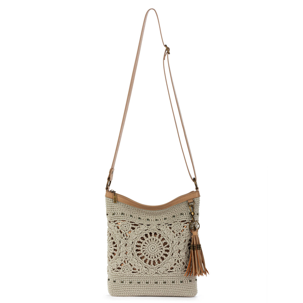The Sak Lucia Crossbody - Hand Crochet - Natural Grey Medallion