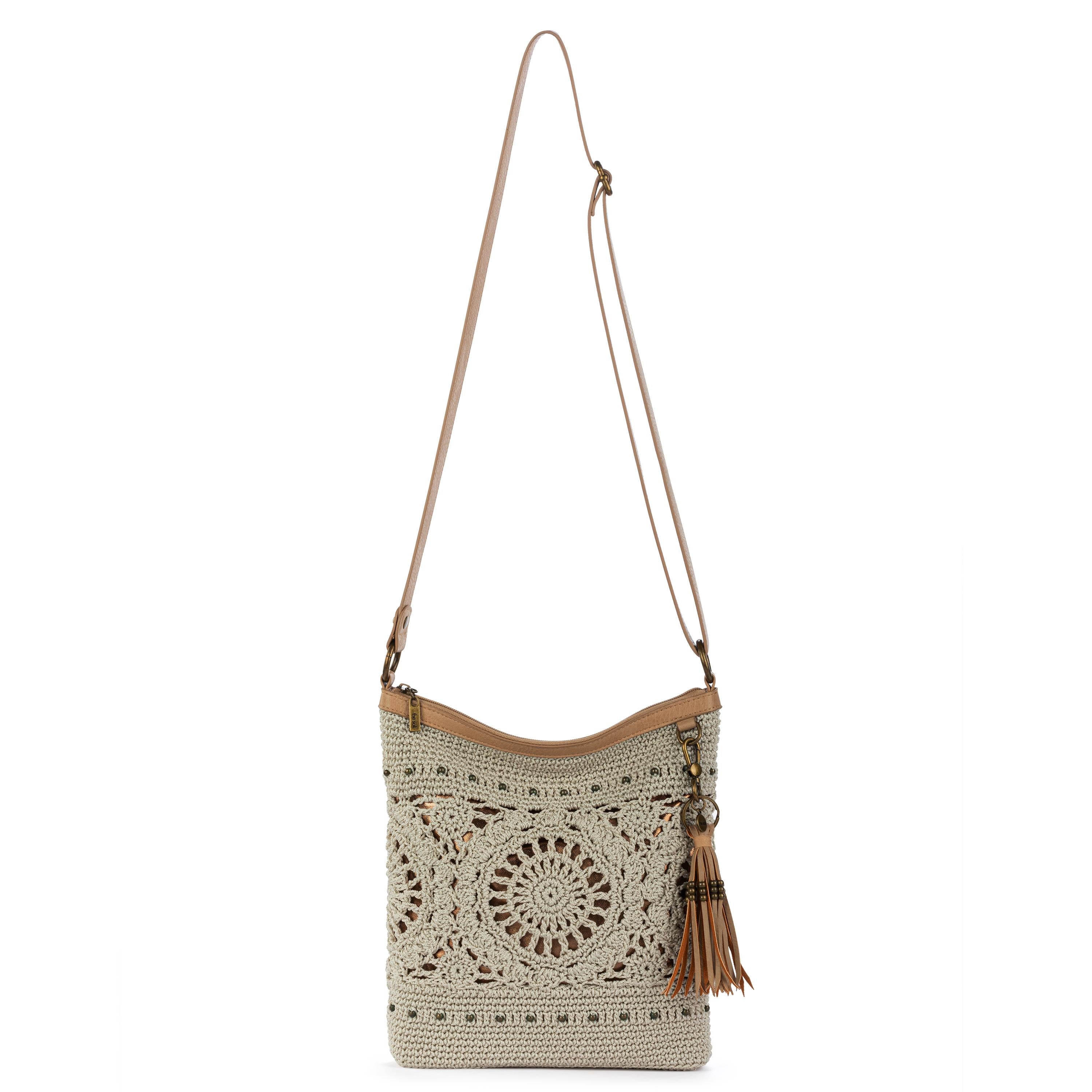 The Sak Lucia Crossbody - Hand Crochet - Natural Grey Medallion