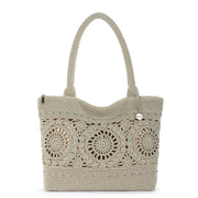 Crafted Classic Carryall - Hand Crochet - Natural Grey Medallion