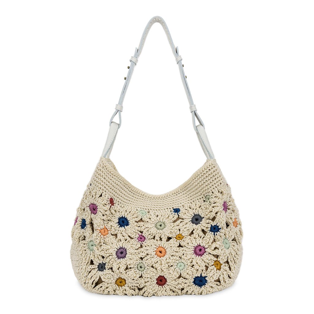 The Sak Los Feliz Hobo - Hand Crochet - Natural Multi Flowers