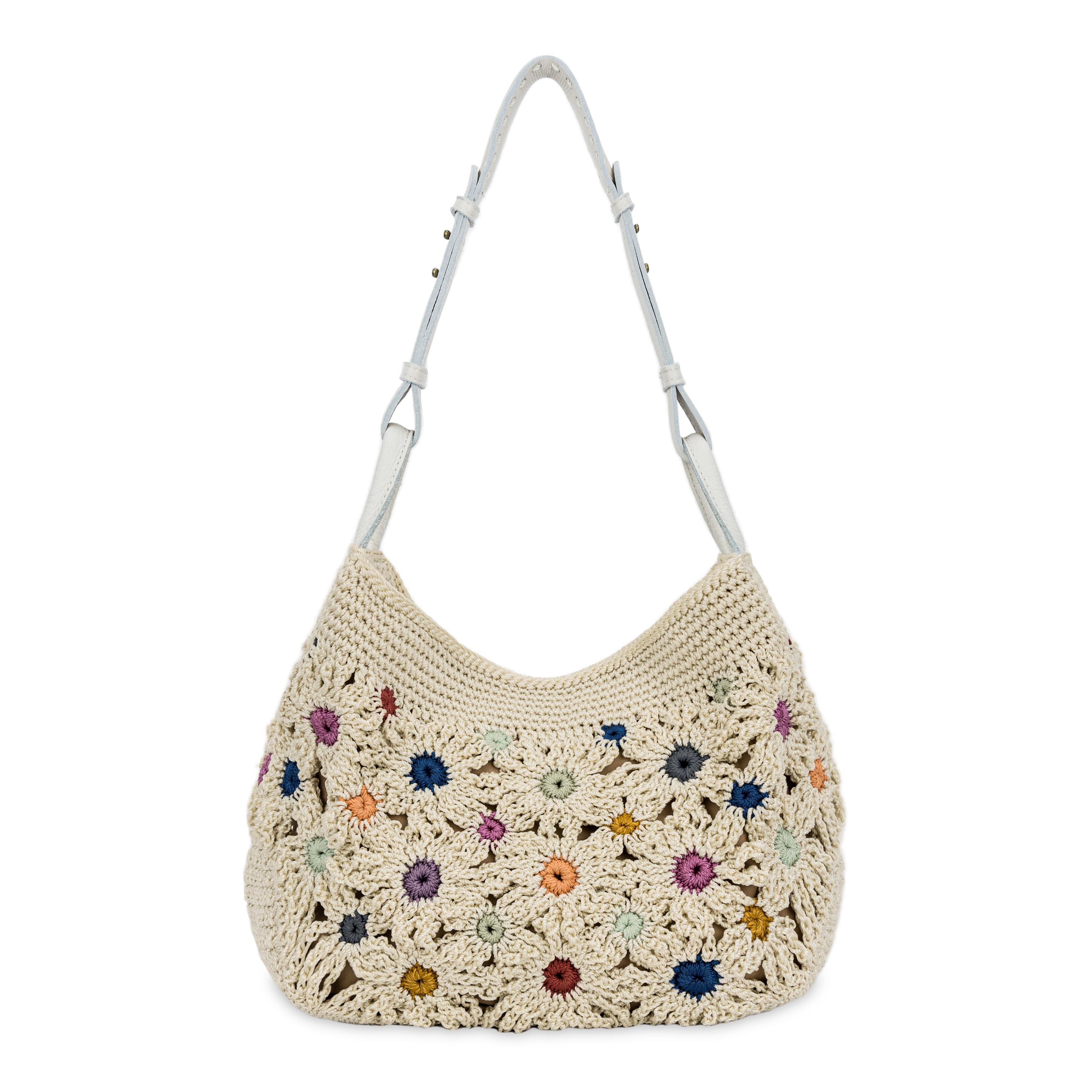 The Sak Los Feliz Hobo - Hand Crochet - Natural Multi Flowers