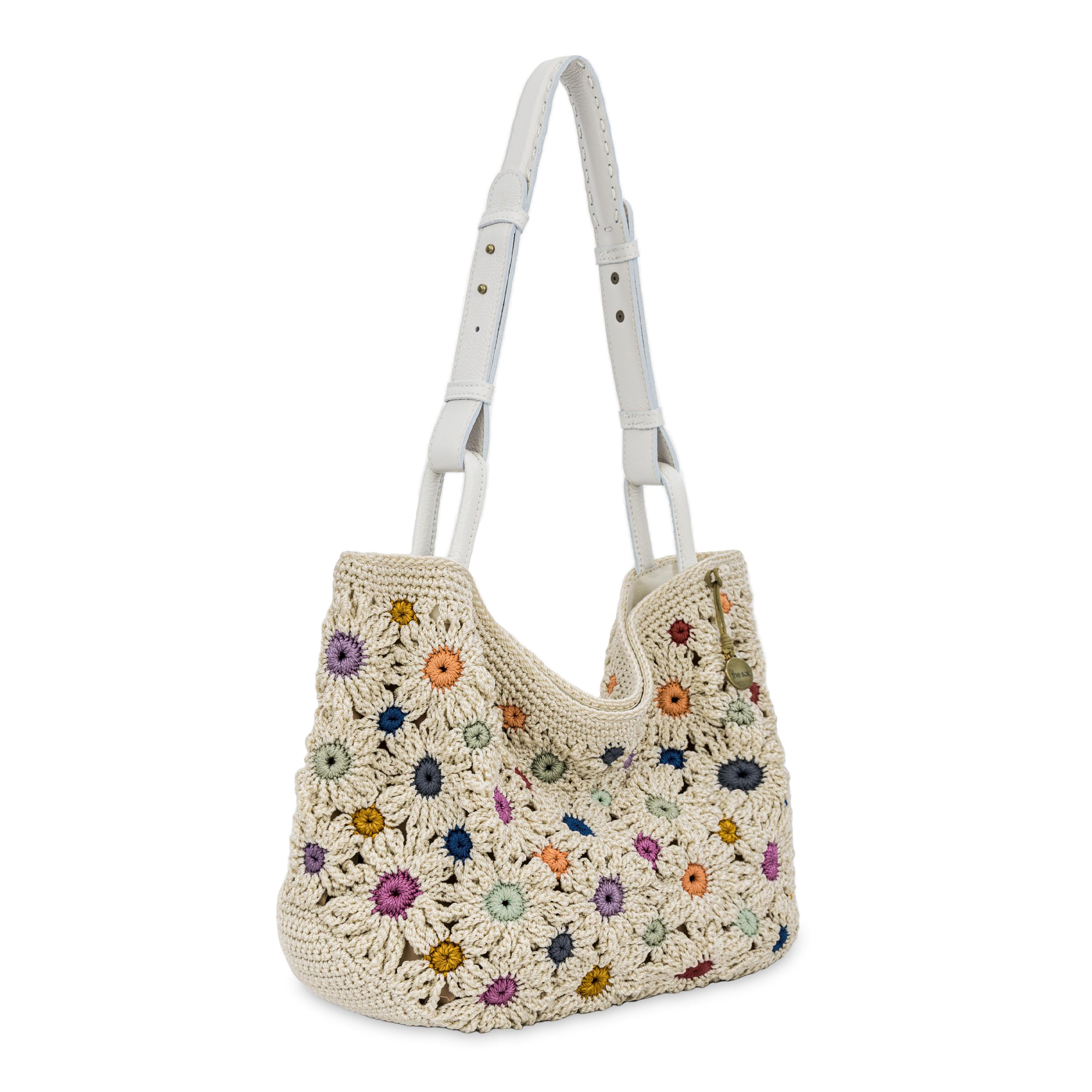 The Sak Los Feliz Medium Tote - Hand Crochet - Natural Multi Flowers
