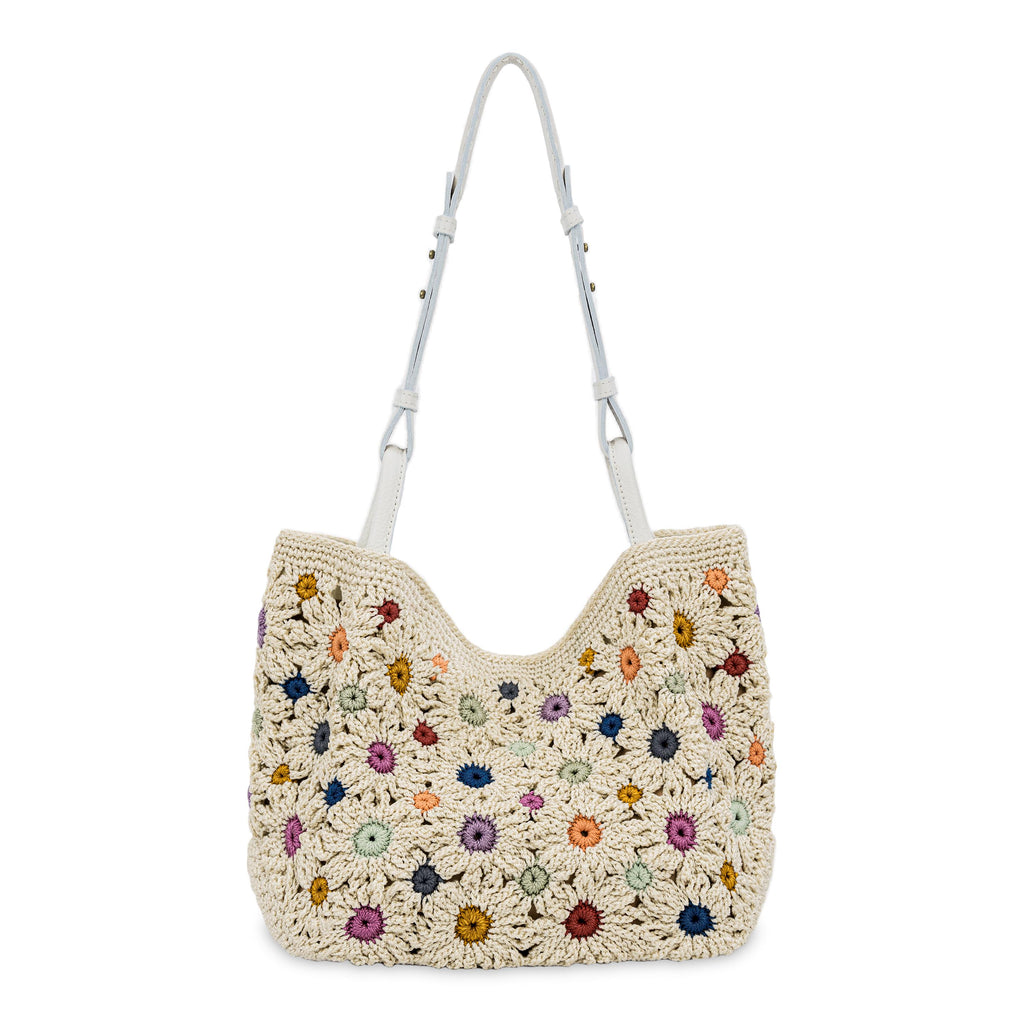 The Sak Los Feliz Medium Tote - Hand Crochet - Natural Multi Flowers