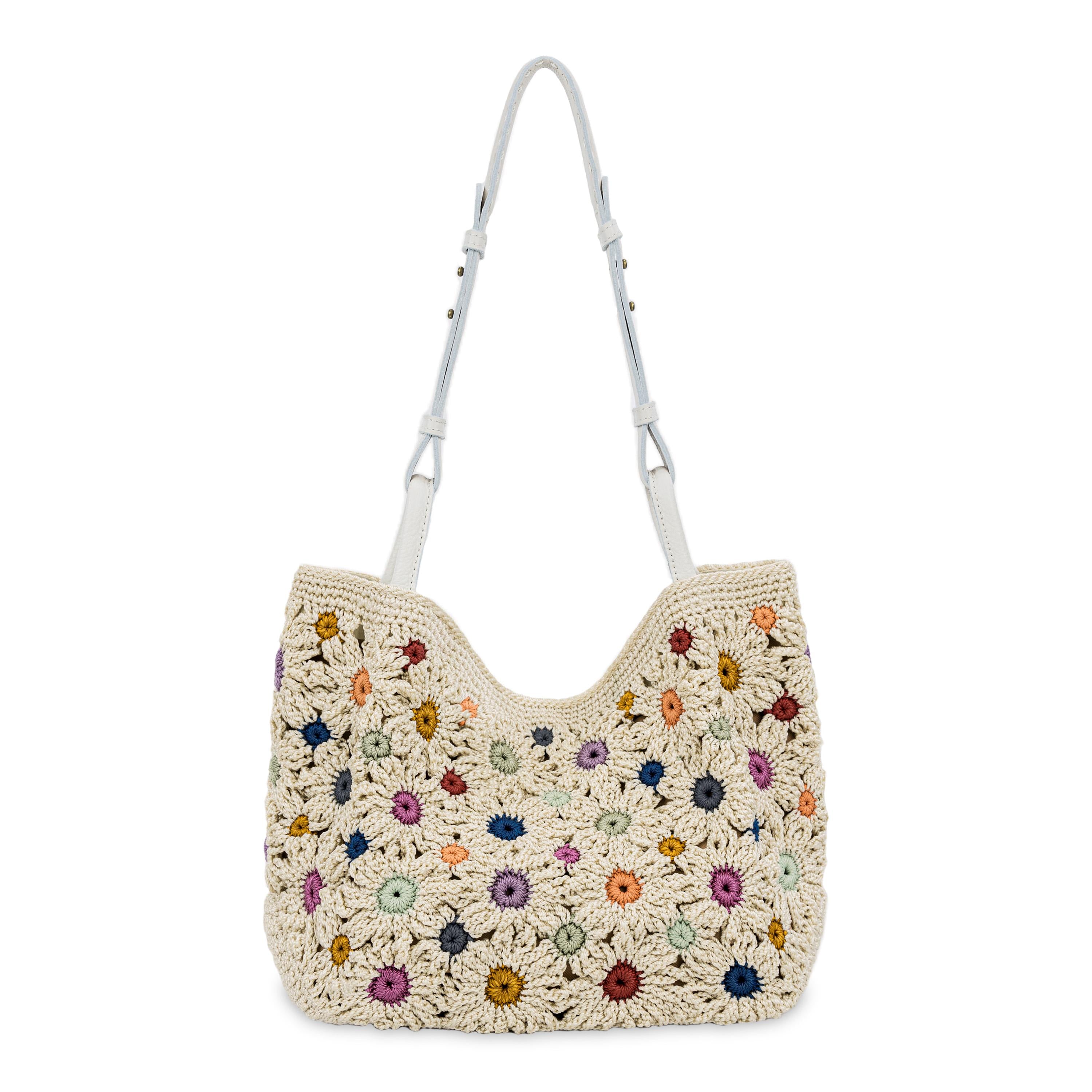 The Sak Los Feliz Medium Tote - Hand Crochet - Natural Multi Flowers