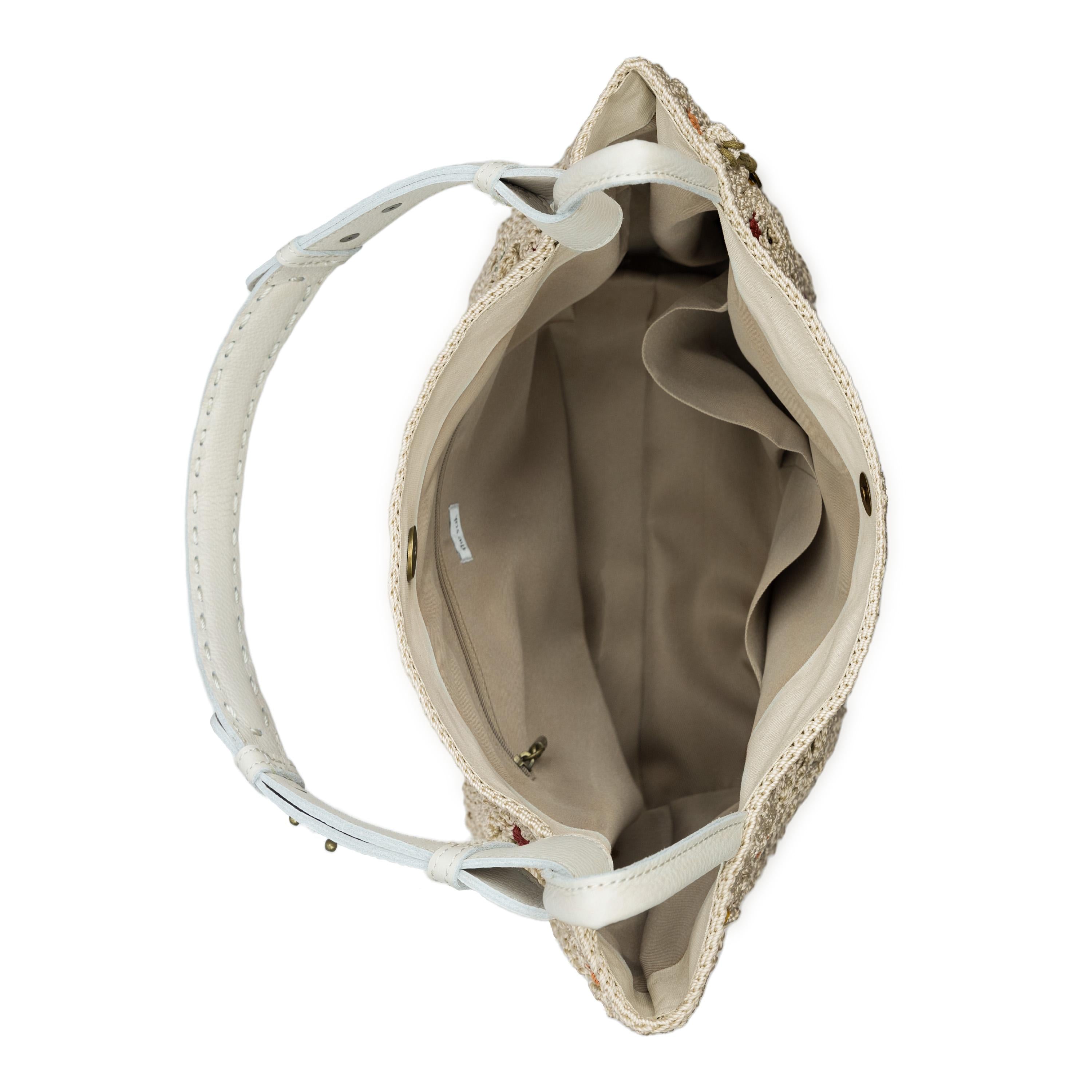 The Sak Los Feliz Medium Tote - Hand Crochet - Natural Multi Flowers