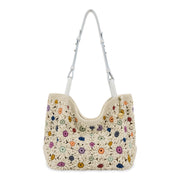 Los Feliz Medium Tote - Hand Crochet - Natural Multi Flowers