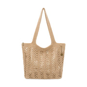 Sola Carryall Tote - Hand Crochet - Bamboo With Gold