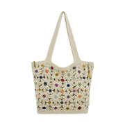 Sola Carryall Tote - Hand Crochet - Natural Multi Flowers