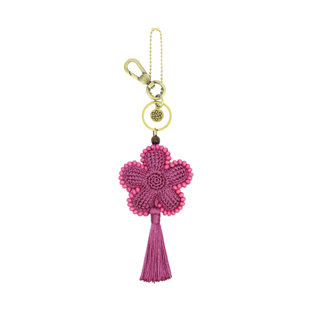 The Sak Yarnicharmz Dangle - Hand Crochet - Fuchsia Flower