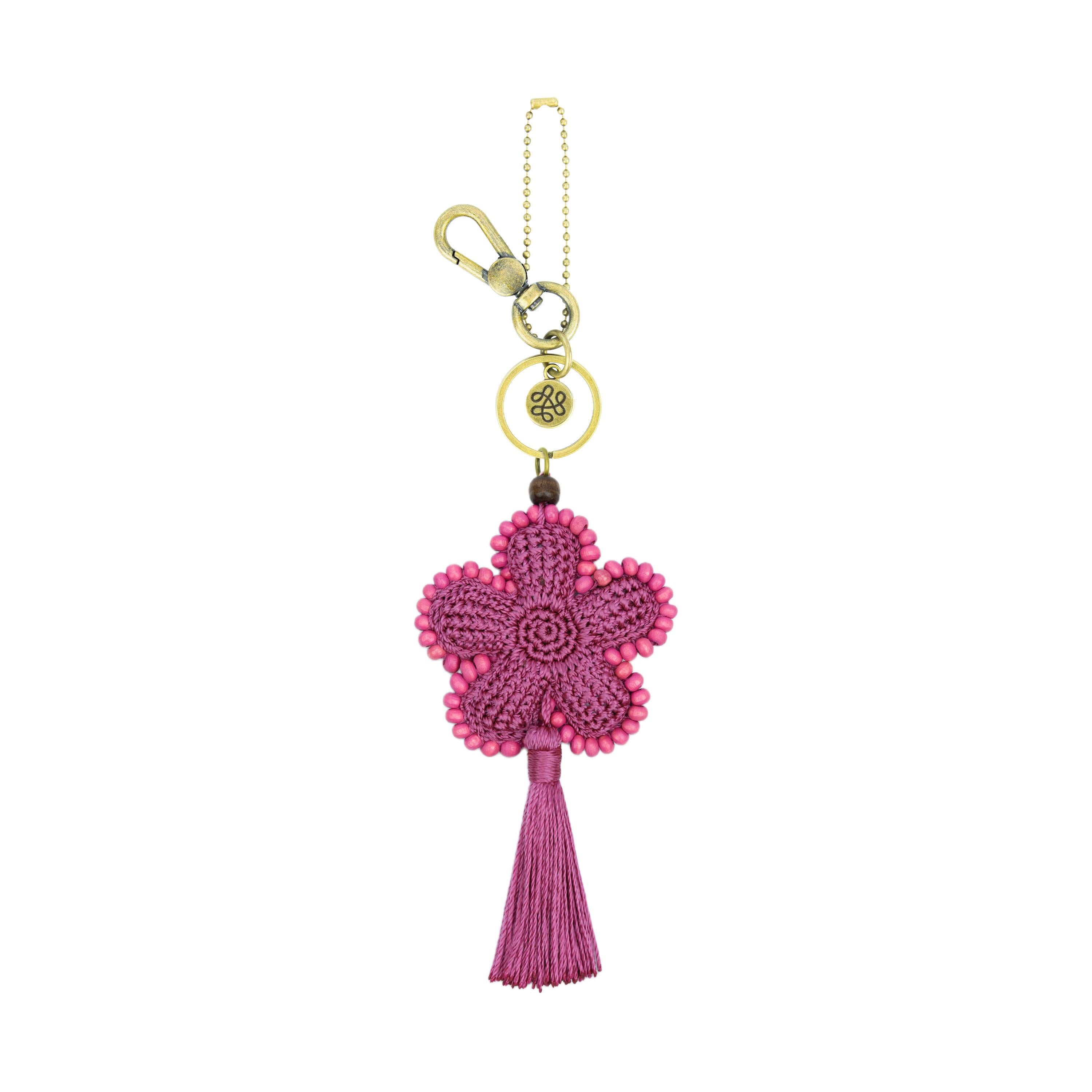 The Sak Yarnicharmz Dangle - Hand Crochet - Fuchsia Flower