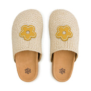 Bolinas Clog - Hand Crochet - Natural Buttercup Flower