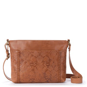 Melrose Crossbody - Leather - Tobacco Floral Embossed