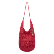 120 Hobo - Hand Crochet - Scarlet Tonal Flower