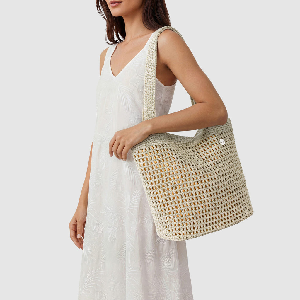 The Sak Casual Classics Tote - Hand Crochet - Natural With Bronze