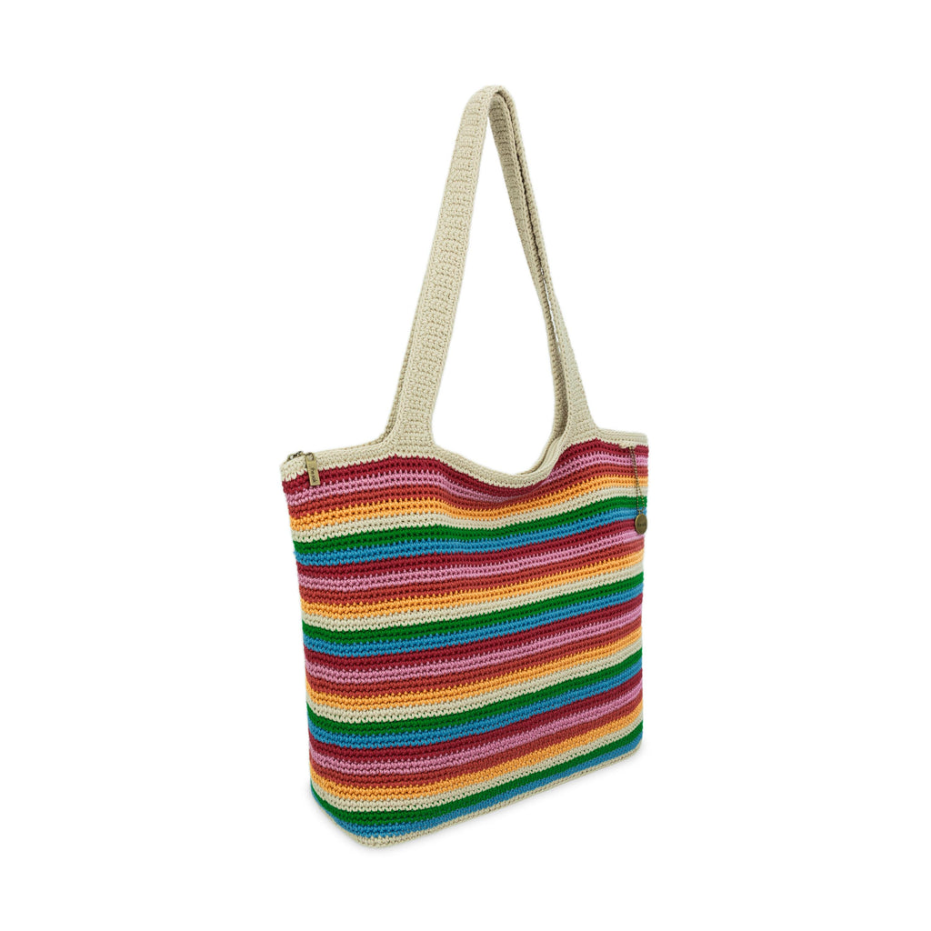 The Sak Sola Carryall Tote - Hand Crochet - Rainbow Stripe