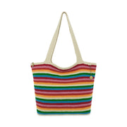 Sola Carryall Tote - Hand Crochet - Rainbow Stripe