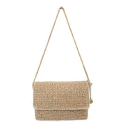 Marlow Flap Shoulder Bag - Hand Crochet - Bamboo Static