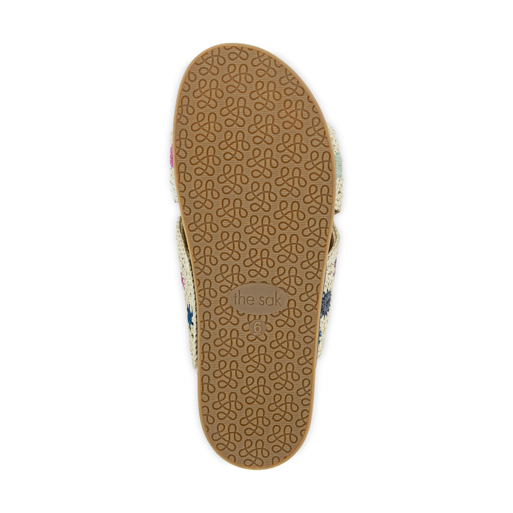 The Sak Penelope Sandal - Hand Crochet - Natural Multi Flowers