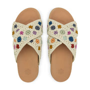 Penelope Sandal - Hand Crochet - Natural Multi Flowers
